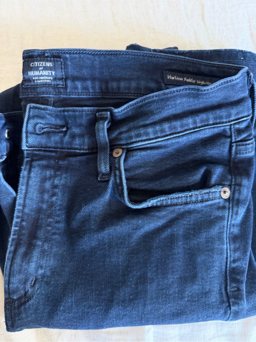 Citizens Of Humanity Dark Blue Straight Jeans- Harlow ankle high rise slim
